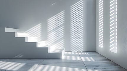 Obraz premium Sleek Morning Light and Shadow Play in Minimalist Interior Scene