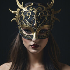 portrait of a woman with a mask colorful background