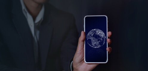 Global Internet of Business and Digital Marketing Finance and Banking Big digital link technology.