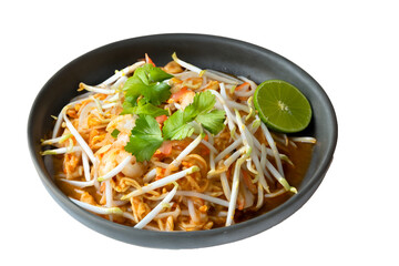 Pad Thai in a plate. Isolated from the background.