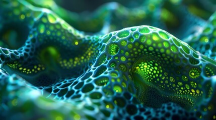 A magical subterranean scene illuminated by the soft bioluminescent glow of otherworldly plants and tranquil water, evoking a serene yet enigmatic atmosphere.