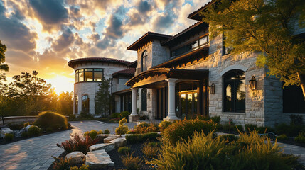 Dawn Serenity: A Prestigious Residence Awash in the Warm Light of Morning, Offering Expansive Sky...