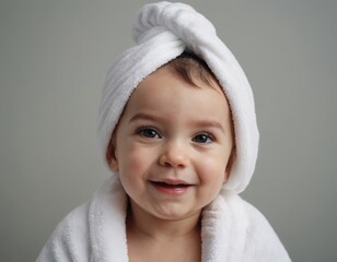 A baby is wrapped in a towel - 766845226