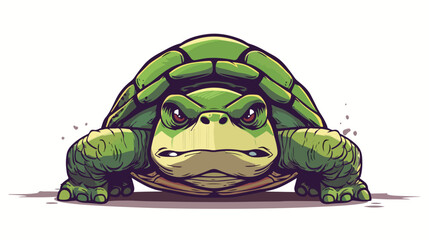 Turtle cartoon isolated angry Flat vector isolated on white