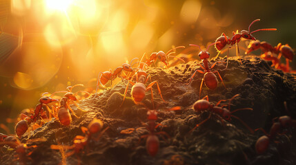 Sunset Dance of the Fire Ants - obrazy, fototapety, plakaty