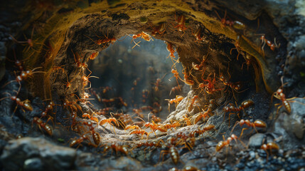 Ant Colony Close-Up - obrazy, fototapety, plakaty