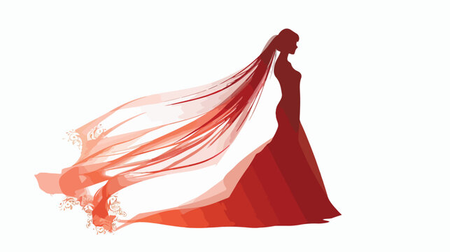 Vector image of bride silhouette on white Flat vector