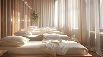 Serene Retreat: Immaculate Hotel Rooms Await Your Arrival - obrazy, fototapety, plakaty