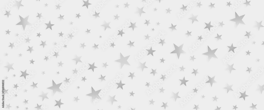 Wall mural Vector seamless pattern with white and grey stars, white and grey stars confetti celebration, starry pattern.