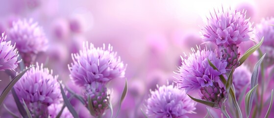  A stunning close-up photo of a cluster of vibrant purple flowers set against a backdrop of purplish blooms - obrazy, fototapety, plakaty