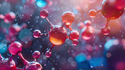 Abstract Molecular Structure with Colorful Bokeh