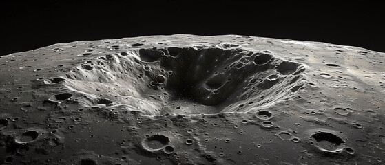 Close-Up of Lunar Crater - obrazy, fototapety, plakaty