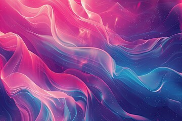 Digital art depicting swirling patterns in vibrant pink and blue with sparkling effects