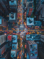 Obraz premium Bustling City Intersection at Twilight