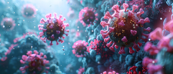 Fototapeta na wymiar Close-up of Viruses in High Detail
