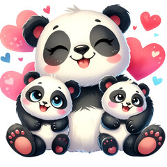 Watercolor Cute Happy Mother's Day Panda clipart Mom and Baby Graphics Love You Mommy Clipart collection for Motherhood Printable Card Paper Craft, Junk Journal