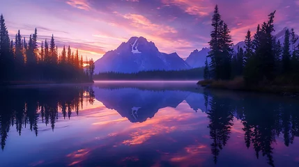 Fototapete sunrise over lake © Tri_Graphic_Art
