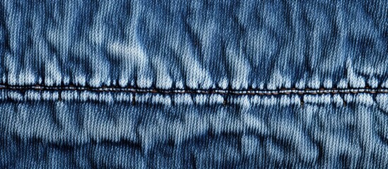 An up-close image showcasing a pair of jeans with intricate stitching patterns on the fabric