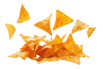nachos falling isolated on white or transparent png