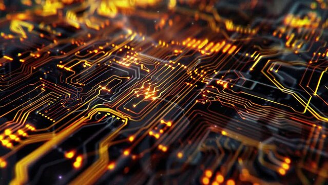 abstract technology particles mesh background, yellow gold color