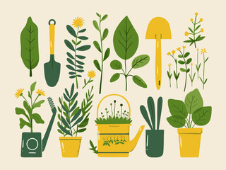Gardening and Garden Tools - Vector Illustration for Horticulture Enthusiasts - obrazy, fototapety, plakaty