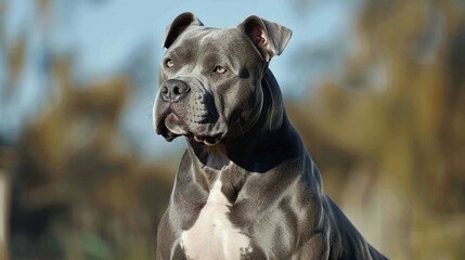 muscular pitbull dog closeup intense eyes and powerful body showcasing strength and athletic posture loyal and fearless breed