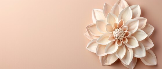   A stunning paper flower in pink and white blooms against a white center on its vibrant background, taking center stage