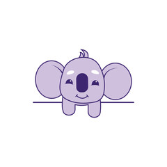 Cute Adorable Cartoon Koala with Funny Happy Face, Koala bear stickers and icons Vector Illustration