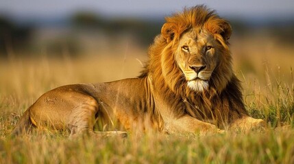 Obraz premium stunning high resolution image of an adult lion, perfect for wallpaper, showcasing the strength and majestic appearance of this fierce predator