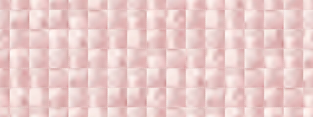 Fototapeta premium Silky pastel pink surface of quilted mattress seamless texture. Soft blanket or duvet puffer pattern. Bedroom padded setting with smooch fabric. Vector illustration with gradient mesh