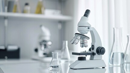 science lab with microscope and glassware highlighting research and development concepts in laboratory settings