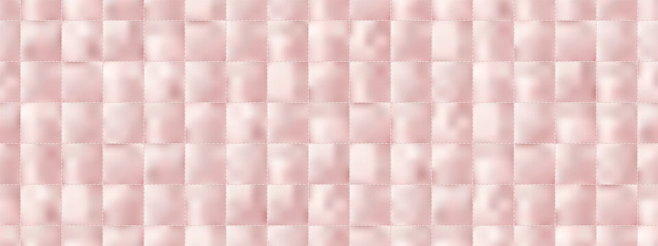Silky pastel pink surface of quilted mattress seamless texture. Soft blanket or duvet puffer pattern. Bedroom padded setting with smooch fabric. Vector illustration with gradient mesh