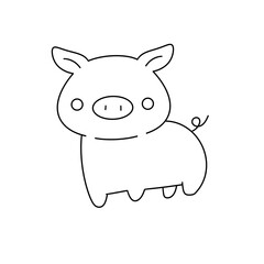 A pig is drawn in black and white