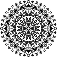 Mandala pattern for coloring books mandala digital art, black and white flower