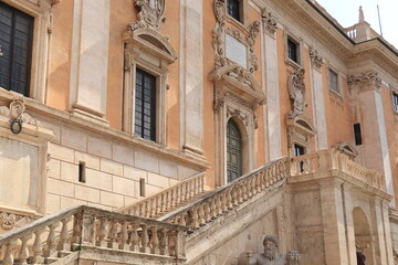 Palazzo Senatorio Exterior with Stairs at Campidoglio Square in Rome, Italy