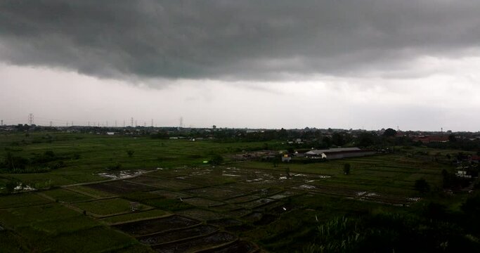 Once beautiful landscape temporarily hidden by the dark storm clouds