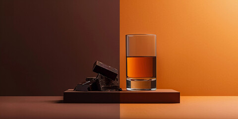 Contemporary Whisky and Chocolate Still Life