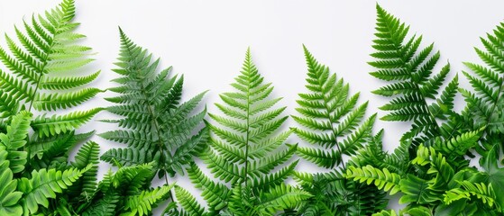 Fototapeta na wymiar Green plants on a white surface - centerpiece plant