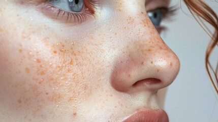 Close-Up of Freckled Skin and Blue Eye
