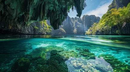 Zelfklevend behang Bestemmingen Emerald Waters in a Limestone Cave
