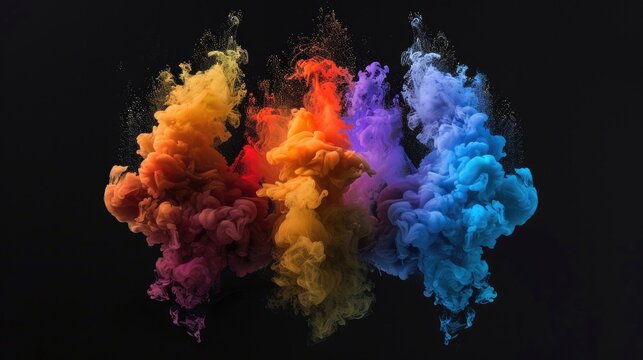 Color set collection. Isolated on black background Generative AI