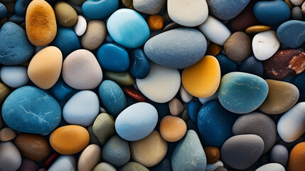 Fototapeta na wymiar pebbles on the beach colored beach stones background