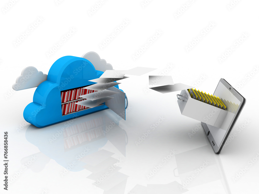 Poster 3d rendering mobile folder storage