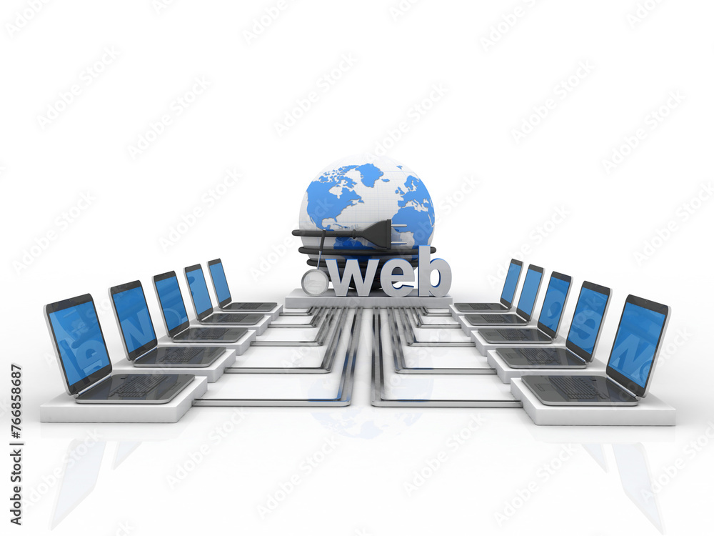 Poster 3d rendering technology computer network