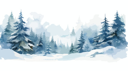 Fototapeta na wymiar Watercolor Winter Background Flat vector