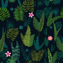 Tropical Leopard seamless pattern background