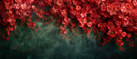   Red flower wall painting - 21 tokens - obrazy, fototapety, plakaty