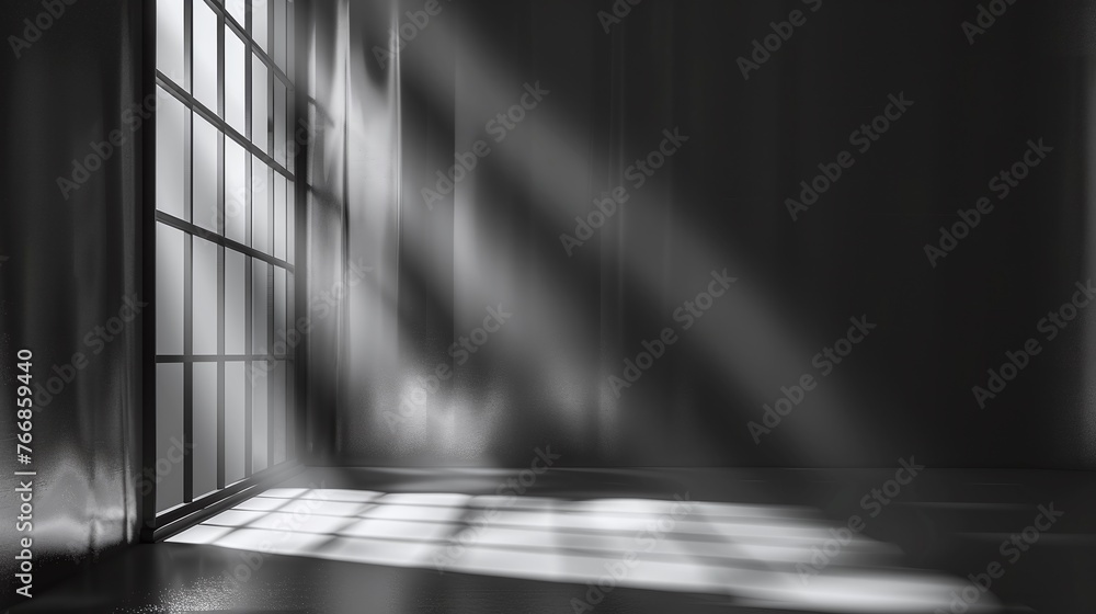 Aufkleber clean gray background for showcasing products with light and shadow effects from windows forming a m