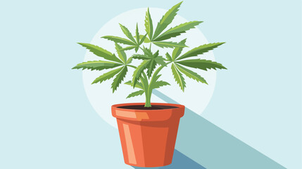 White line Medical marijuana or cannabis plant in pot