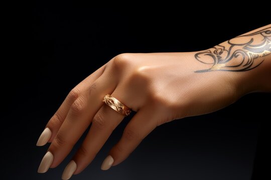 
A close-up photo of a hand with a visible signature of a designer brand, symbolizing a dedication to fashion and style, Mob Wife Style